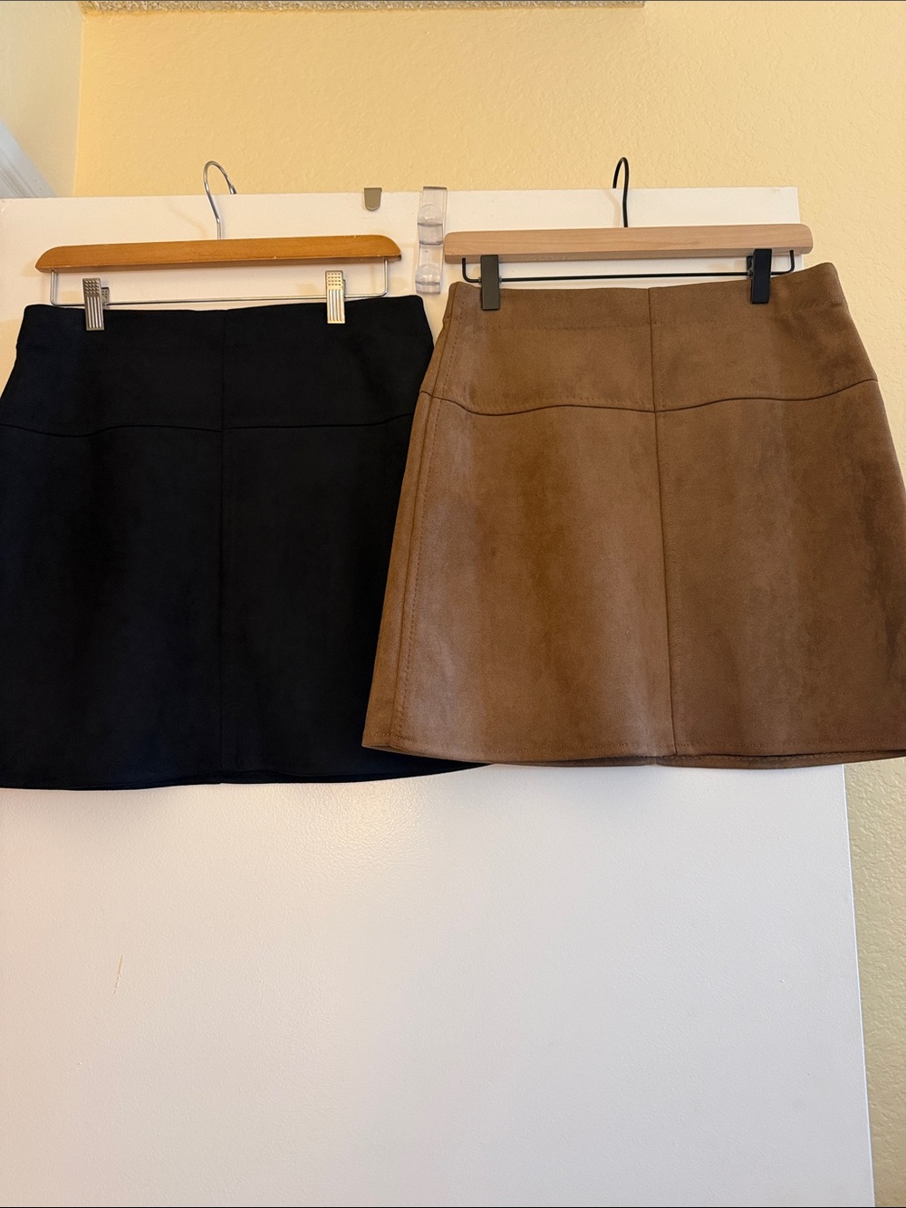 Max Studio A-Line Faux Suede Mini Skirts - Black & Brown